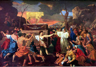 "The Adoration of the Golden Calf" by Nicolas Poussin