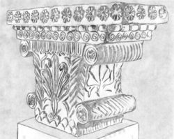 Greek Late Archaic style capital from Patna (Pataliputra), 3rd century BCE, Patna Museum (click image for references).