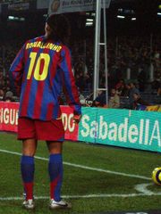 Ronaldinho prepares to take a corner kick