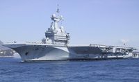 The Charles De Gaulle nuclear-powered aircraft carrier.