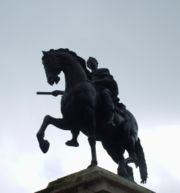 Statue of an idealised William III by John Michael Rysbrack erected in Queen Square, Bristol in 1736