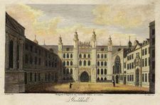 A center of urban government: the Guildhall, London (engraving, ca 1805)