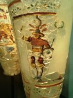A Greco-Roman gladiator on a glass vessel, Begram, 2nd century CE.