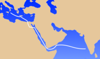 Sea trade route between the Mediterranean and India in Antiquity.