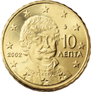 Portrait of Rigas on a 10 cent Greek euro coin