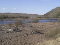 The Onon river, Mongolia in fall, a site where Temujin was born and grew up.