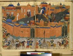 Drawing of Mongol siege of Baghdad in 1258.