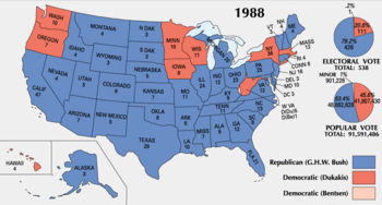 1988 presidential electoral votes by state.