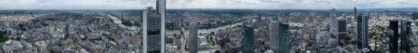 Panorama view of Frankfurt am Main (Hesse), the banking city of Germany.