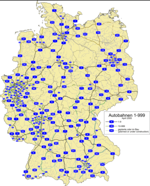 Map of the German autobahn network