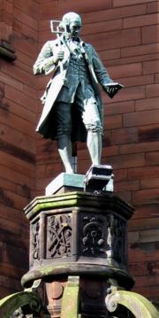A statue at the James Watt College building marks the site of his birthplace.