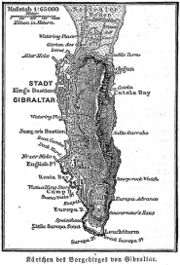 Historical map of the promontory of Gibraltar