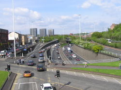 The M8 motorway passing under Charing Cross in Glasgow