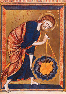 Early 'science,' particularly geometry and astronomy/astrology, was connected to the divine for most medieval scholars. The compass in this 13th century manuscript is a symbol of God's act of Creation, as many believed that there was something intrinsically "divine" or "perfect" that could be found in circles