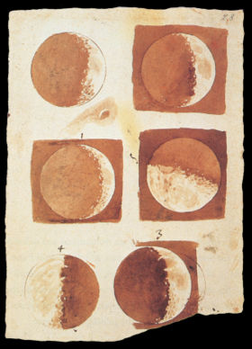 Galileo's sketches and observations of the Moon revealed that the surface was mountainous.