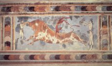 Bull-leaping fresco in the site of Knossos, Crete