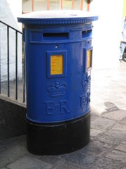 A Guernsey Post pillar box.