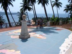 The equator marked as it crosses Ilhéu das Rolas, in São Tomé and Príncipe.
