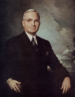 Presidential portrait of Truman, painted by Greta Kempton.