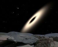 Artist’s impression of a protoplanetary disc forming around a binary star system.