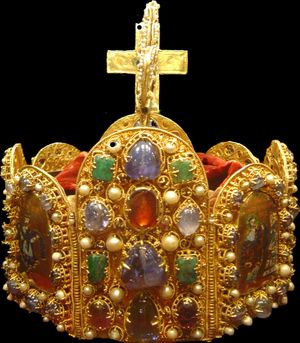 The crown of the Holy Roman Empire (2nd half of the 10th century), now held in the Vienna Schatzkammer.