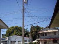 In Honduras the electricity comes in to households through overhead cables. Other cables carry telephone, cable television and broadband internet.