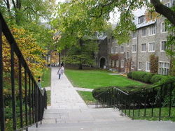 The courtyard of Balch Hall at Cornell University