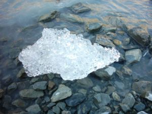 Half-melted glacier ice chunk.