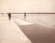 Harvesting ice on Lake Saint Clair in Michigan, circa 1905.