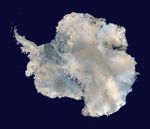 A satellite composite image of Antarctica