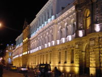 Street of the old town (Centro Histórico) at night (García Moreno street).