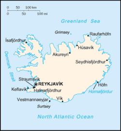 CIA World Factbook map of Iceland