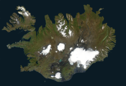 Iceland, as seen from space on September 9, 2002.