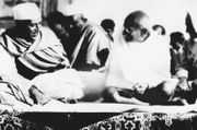 Mahatma Gandhi (right) with India's first Prime Minister, Jawaharlal Nehru
