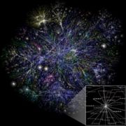 Visualization of the various routes through a portion of the Internet.