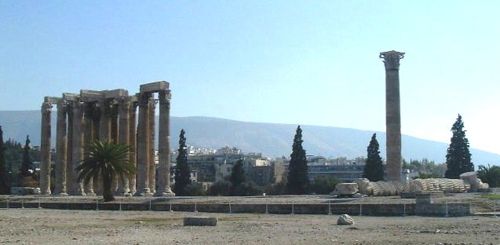 The temple of an Olympian god, Zeus, in central Athens.