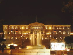 The Greek Parliament, located in Syntagma Square