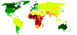 World map showing the Human Development Index.