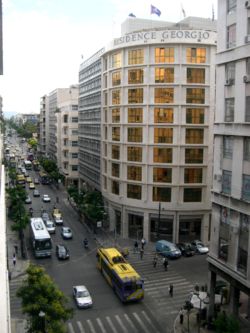 Lower section of busy Patission Avenue in central Athens.