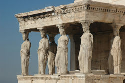 The Karyatides statues of the Erechtheion on its acropolis