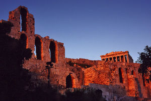 Its acropolis at dusk