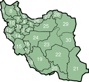 Numbered map of provinces