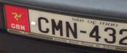 Car registration plate, with the triskelion