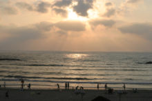 Beach of Tel Aviv at sundown.