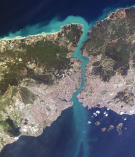 Satellite photo over Istanbul and the Bosporus