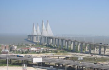 Vasco da Gama Bridge - Lisbon, the largest bridge in Europe with a total length of 17.2 km .