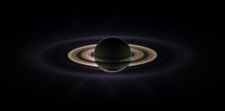 Saturn eclipses the sun, as seen from Cassini.