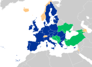  ██ member states ██ membership is declared goal ██ membership under discussion (world map)