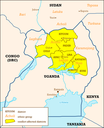 Areas affected by the LRA insurgency post-2002