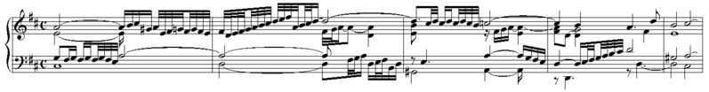 Excerpt from Toccata in D major (bars 10–14).